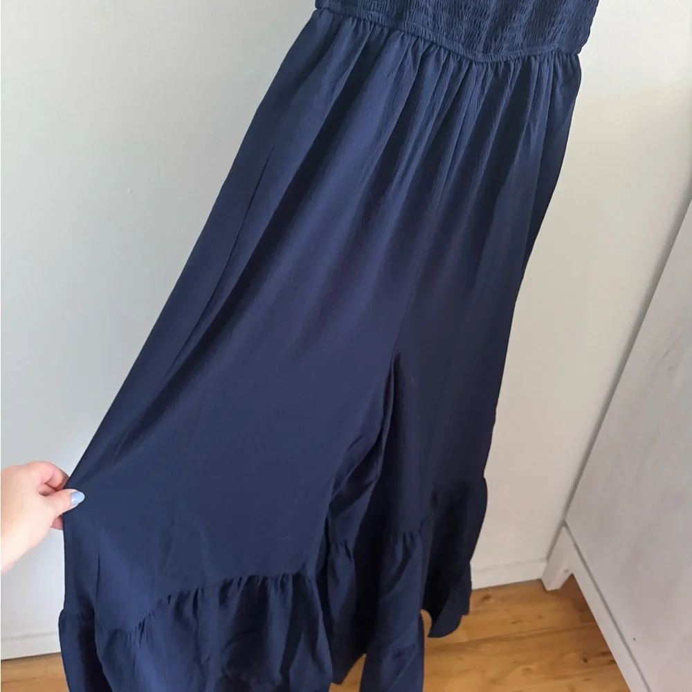 Three Bird Nest DAVI & DANI Navy Jumpsuit Smocked Tiered Jumpsuit - Picture 4 of 6